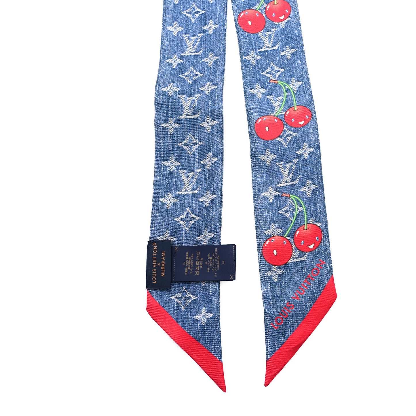 LV X TM Silk Monogram Cerises Bandeau  Denim Blue