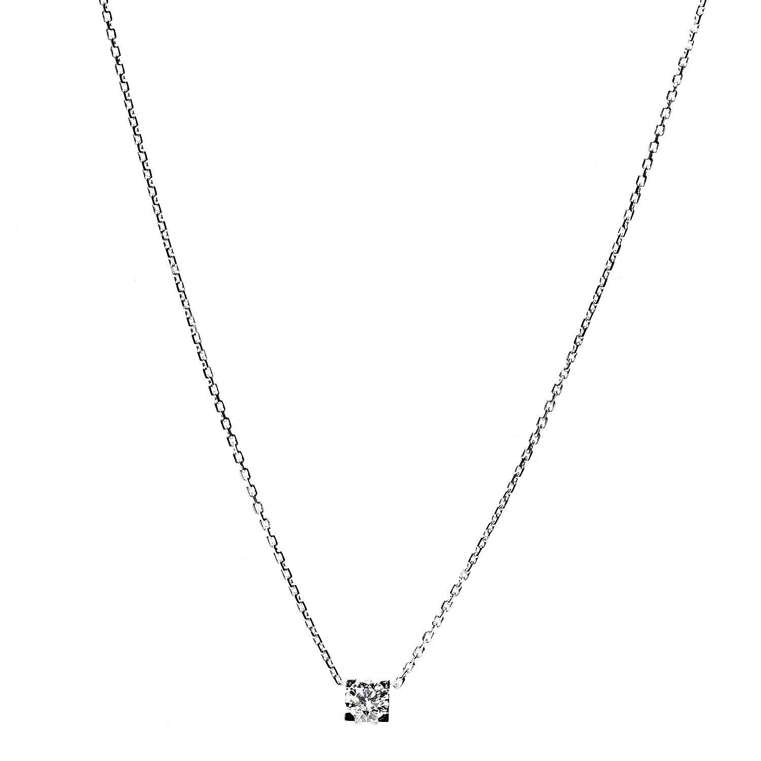 Cartier 18K White Gold Diamond .32ct C De Pendant Necklace 1 of 4