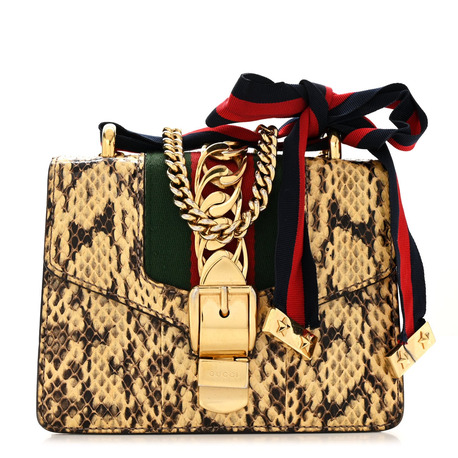 Gucci Snakeskin Mini Sylvie Chain Shoulder Bag Roccia 1 of 17