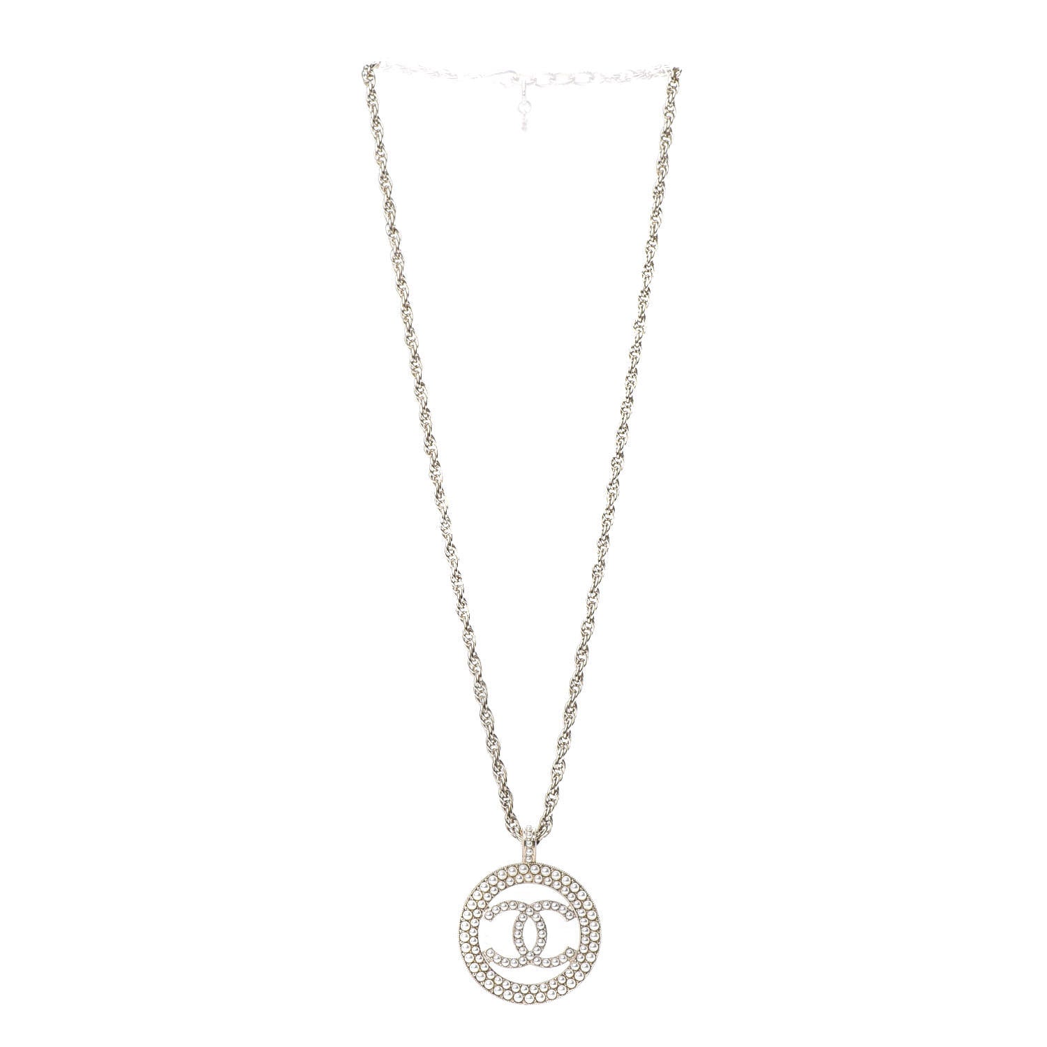 Chanel Pearl CC Round Pendant Necklace Gold 3 of 5