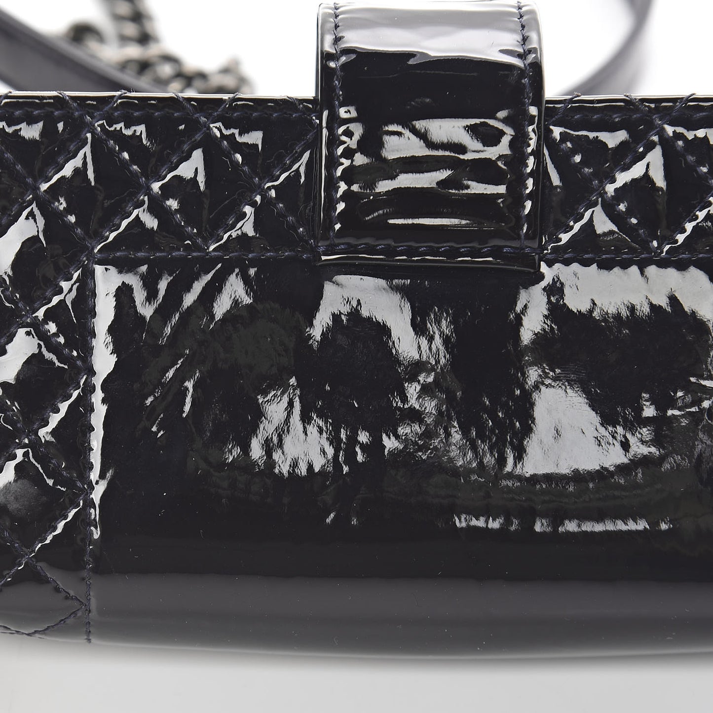 Patent Mini Boy Reverso Phone Holder Crossbody Navy