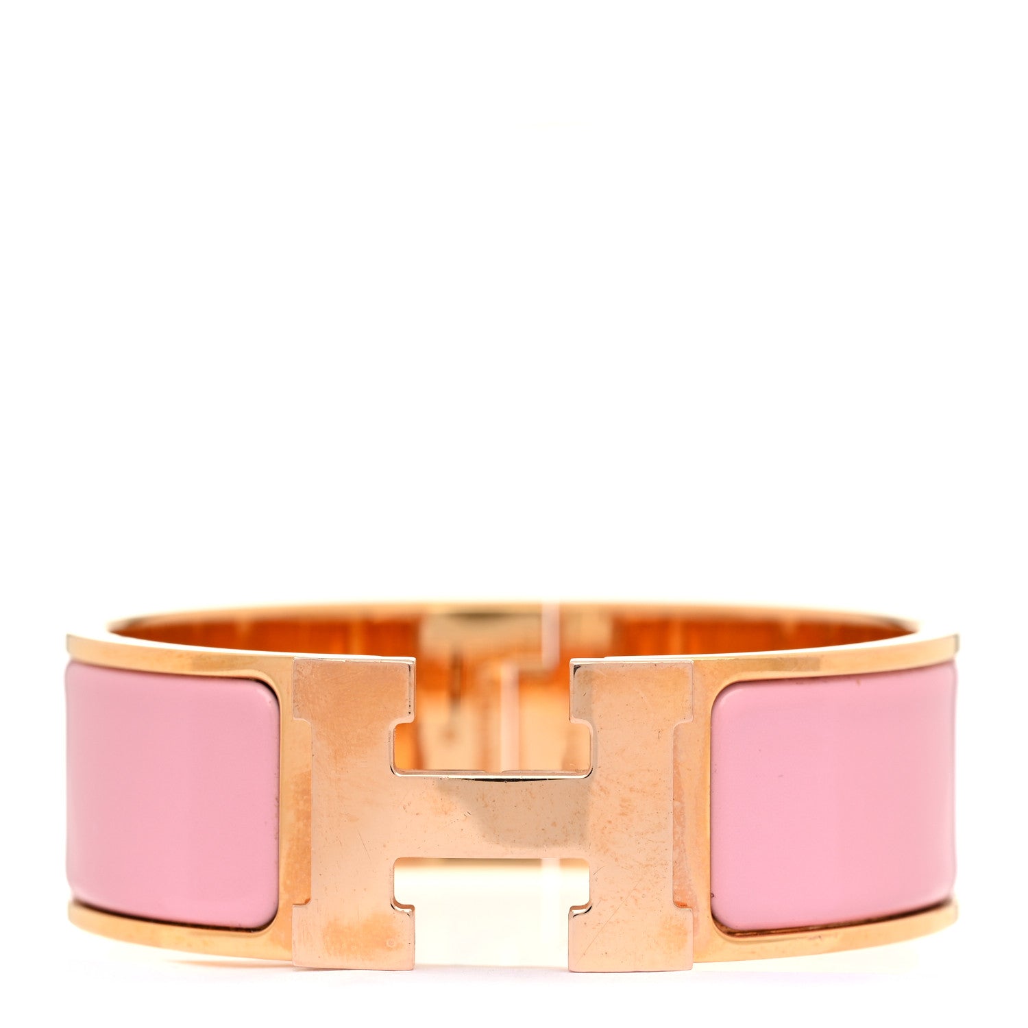 Hermes Enamel Wide Clic Clac H Bracelet GM Rose Nacarat 1 of 4