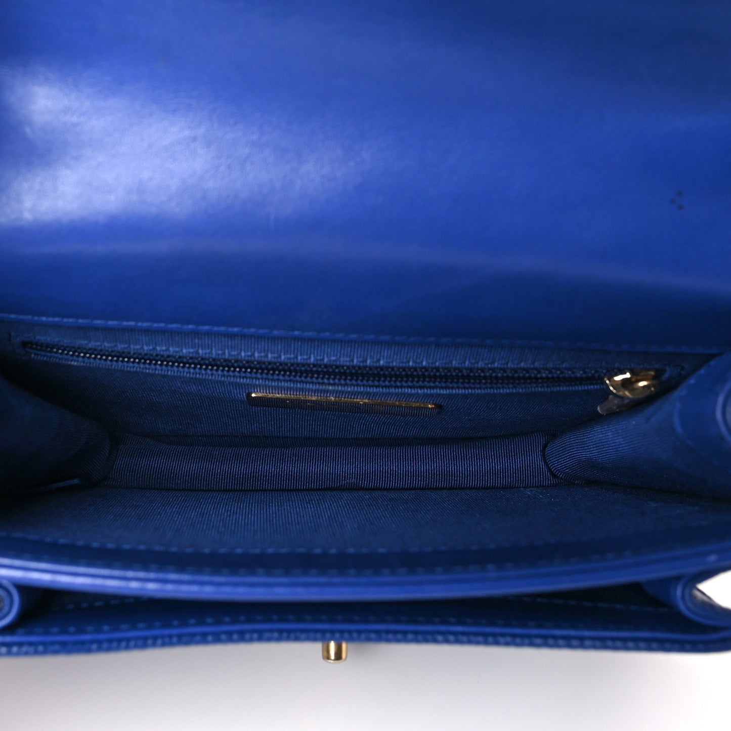 Calfskin Caviar Quilted Mini Chain Handle Flap Blue