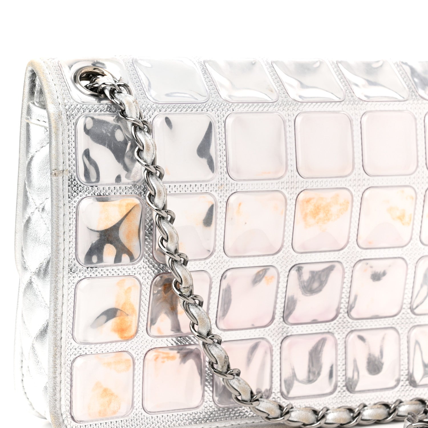 Chanel Vinyl Large Ice Cube Flap Silver 11 of 12