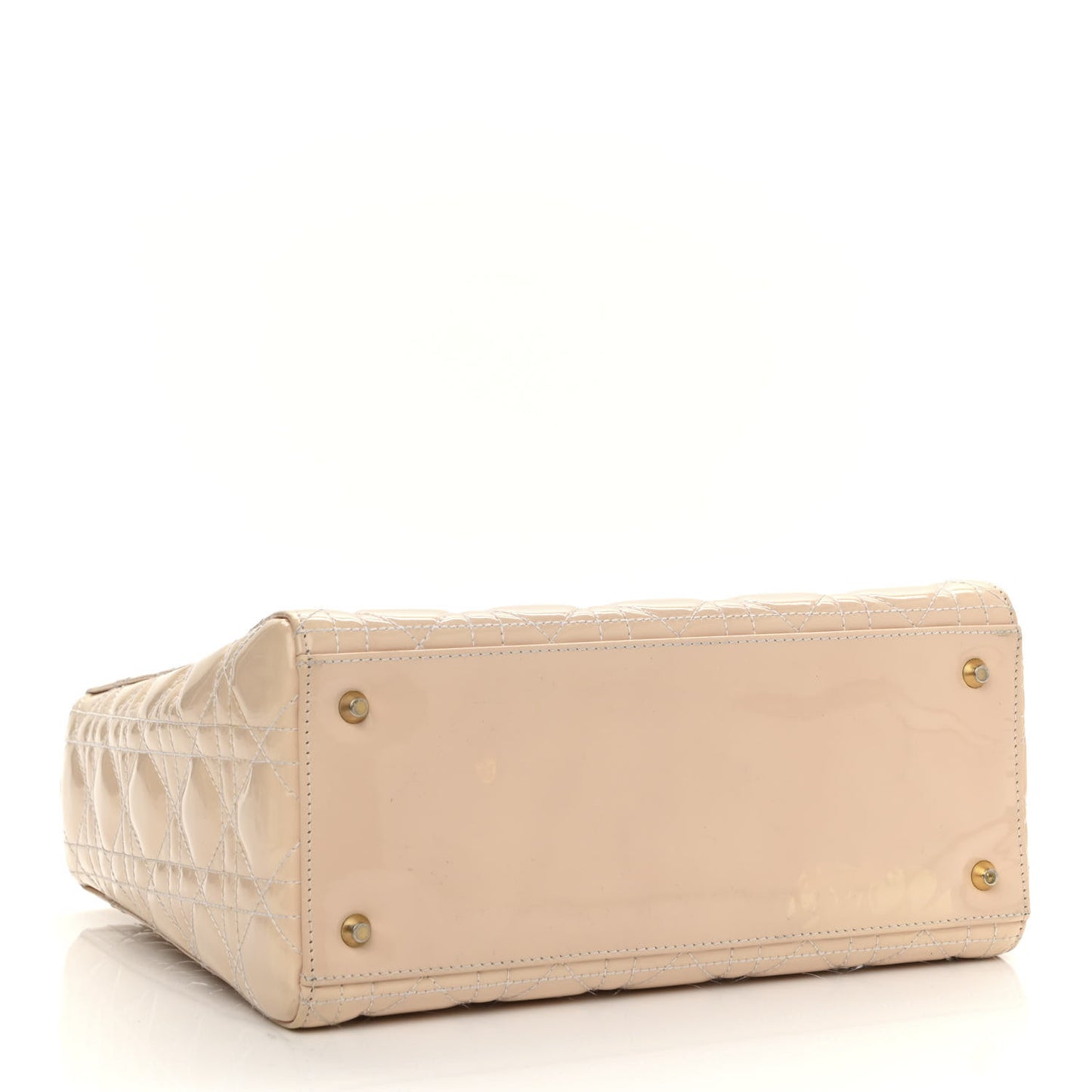 Patent Cannage Medium Lady Dior Beige