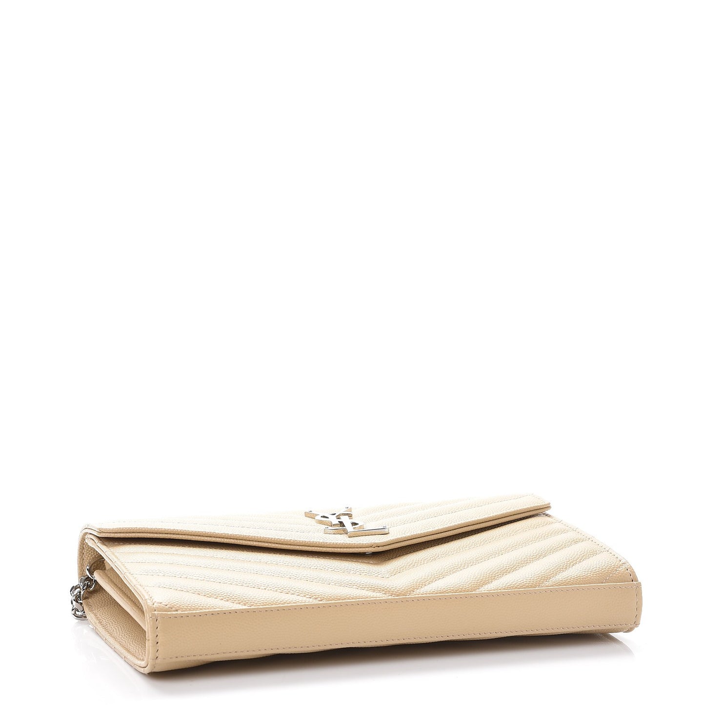 Grain De Poudre Matelasse Chevron Monogram Chain Wallet Nude Powder