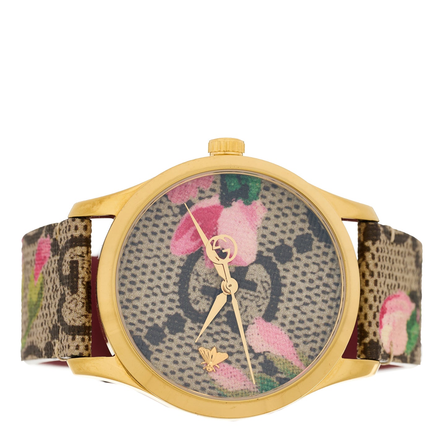 Stainless Steel Canvas 38mm G-Timeless Supreme GG Blooms Quartz Watch Brown