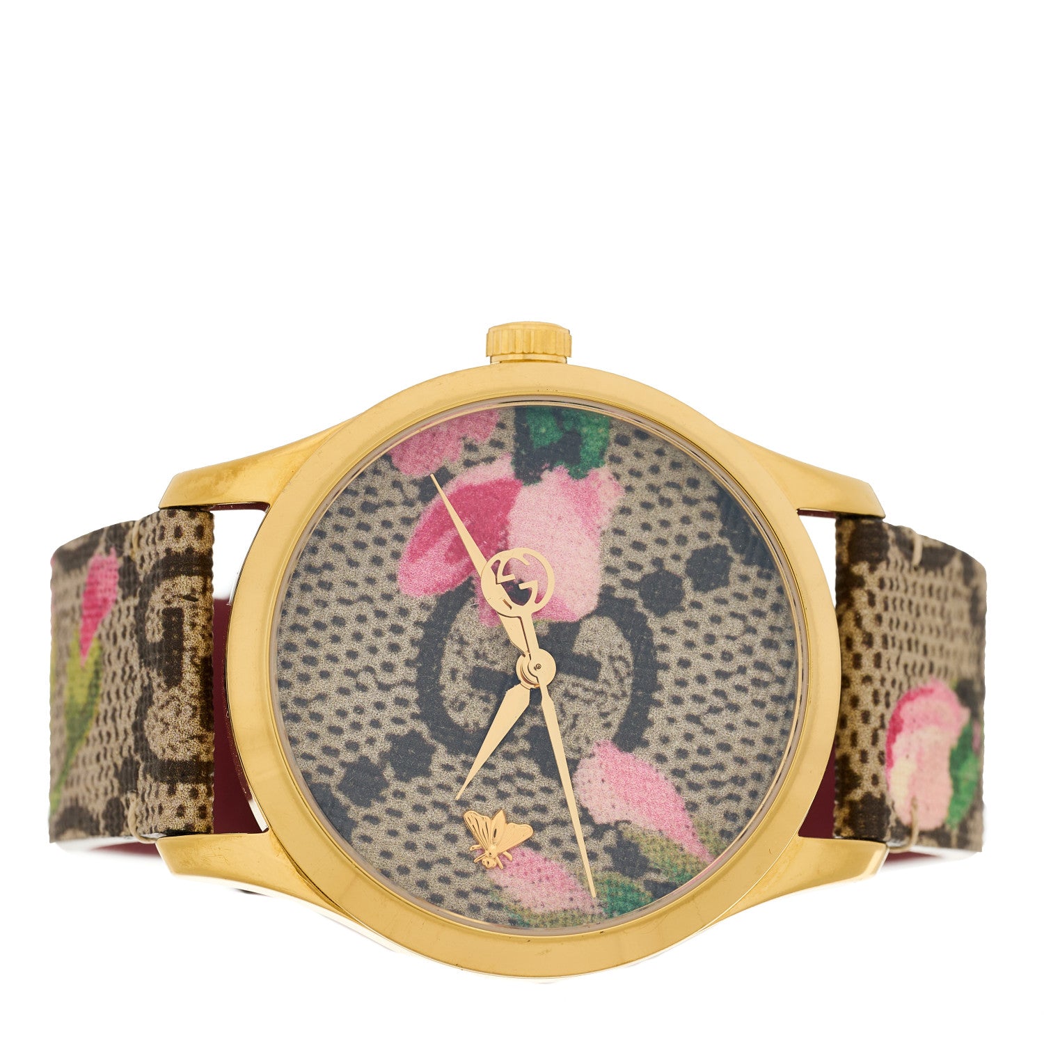 Gucci Stainless Steel Canvas 38mm G-Timeless Supreme GG Blooms Quartz Watch Brown 2 of 4