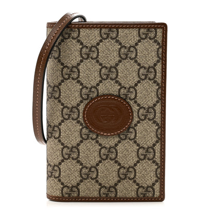 Gucci GG Supreme Monogram Azalea Calfskin Passport Case On Strap Beige 1 of 7