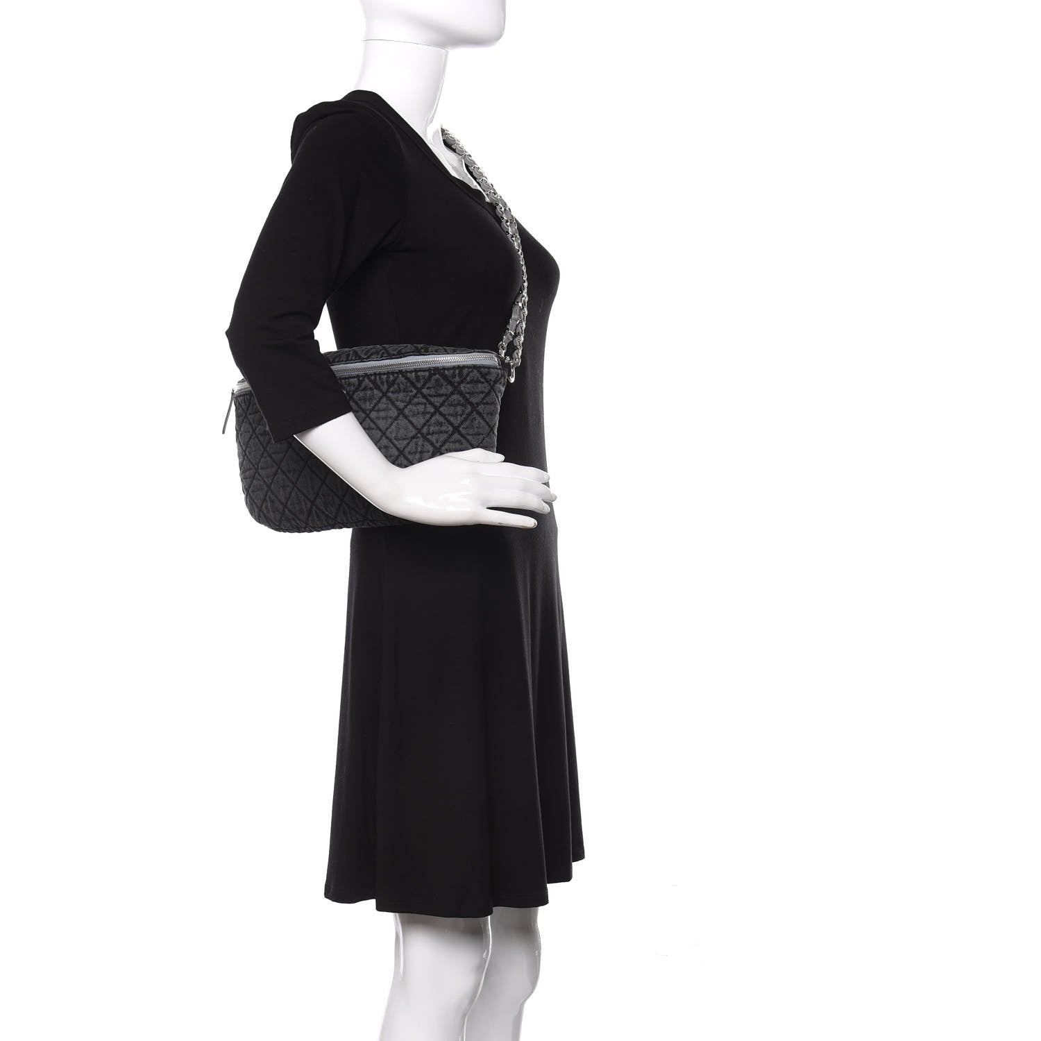 Chanel Denim Quilted Denimpression Waist Bag Black Grey 2 of 11