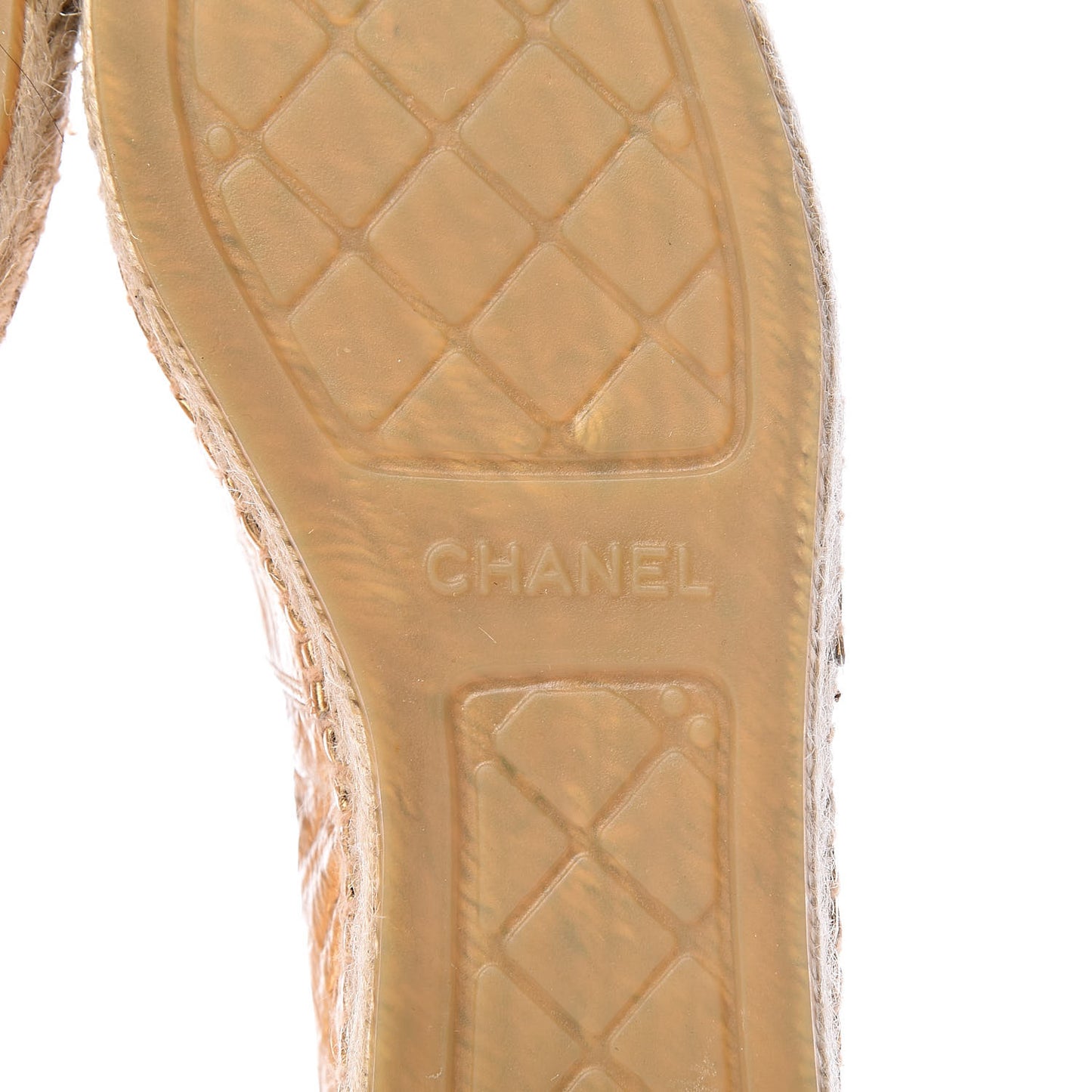 Laminated Lambskin Grosgrain CC Espadrilles 40 Gold Black