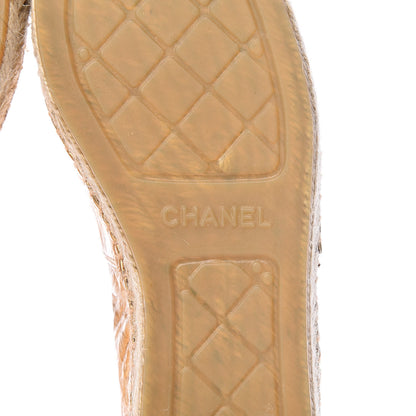 Chanel Laminated Lambskin Grosgrain CC Espadrilles 40 Gold Black 9 of 11