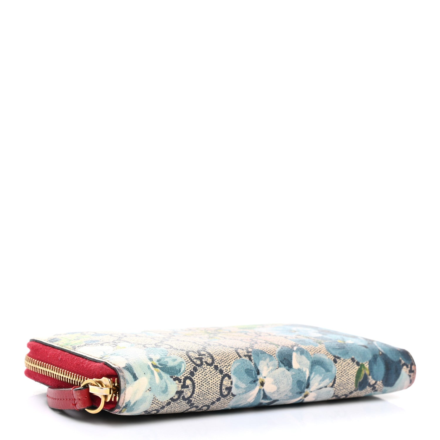 Gucci GG Supreme Monogram Blooms Zip Around Wallet Blue Red 4 of 15