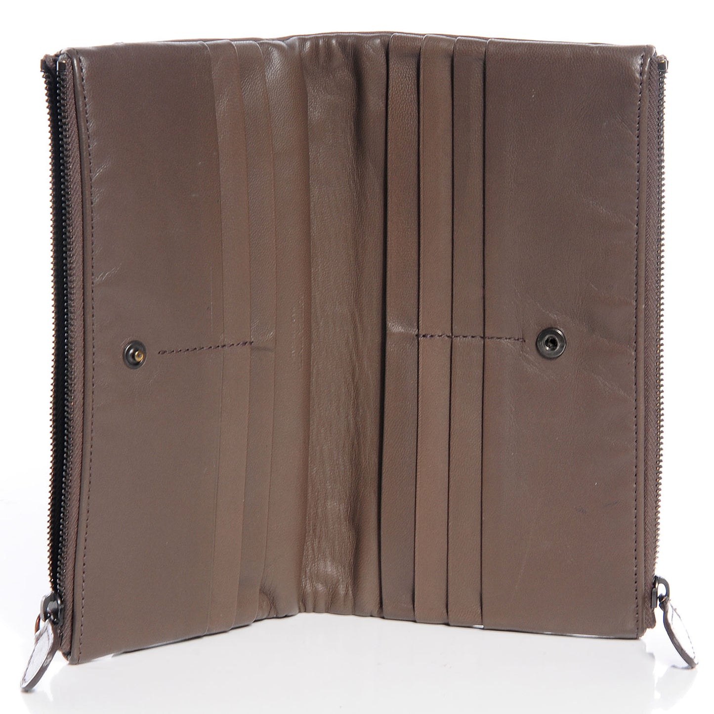 Nappa Intrecciato Double Zip Clutch Wallet Ebano
