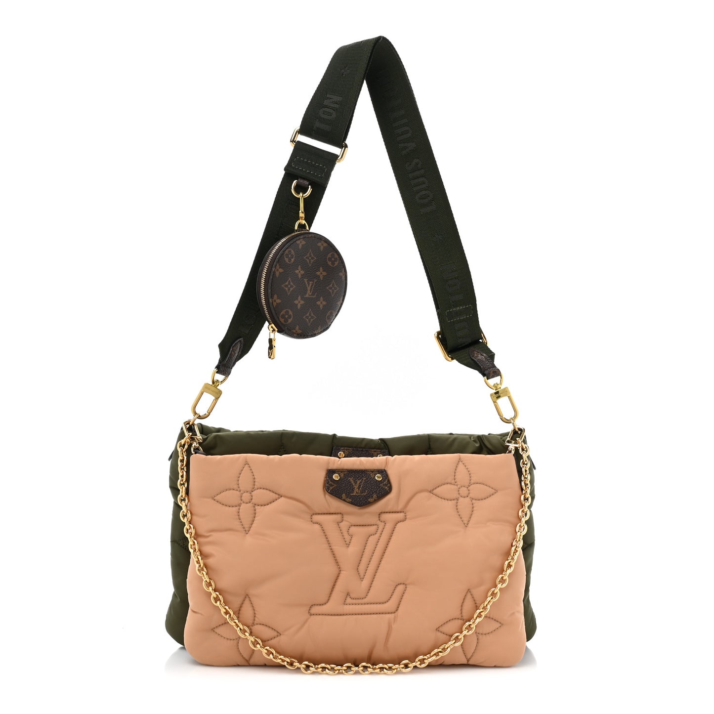 Econyl Monogram Pillow Maxi Multi Pochette Accessories Kaki Beige