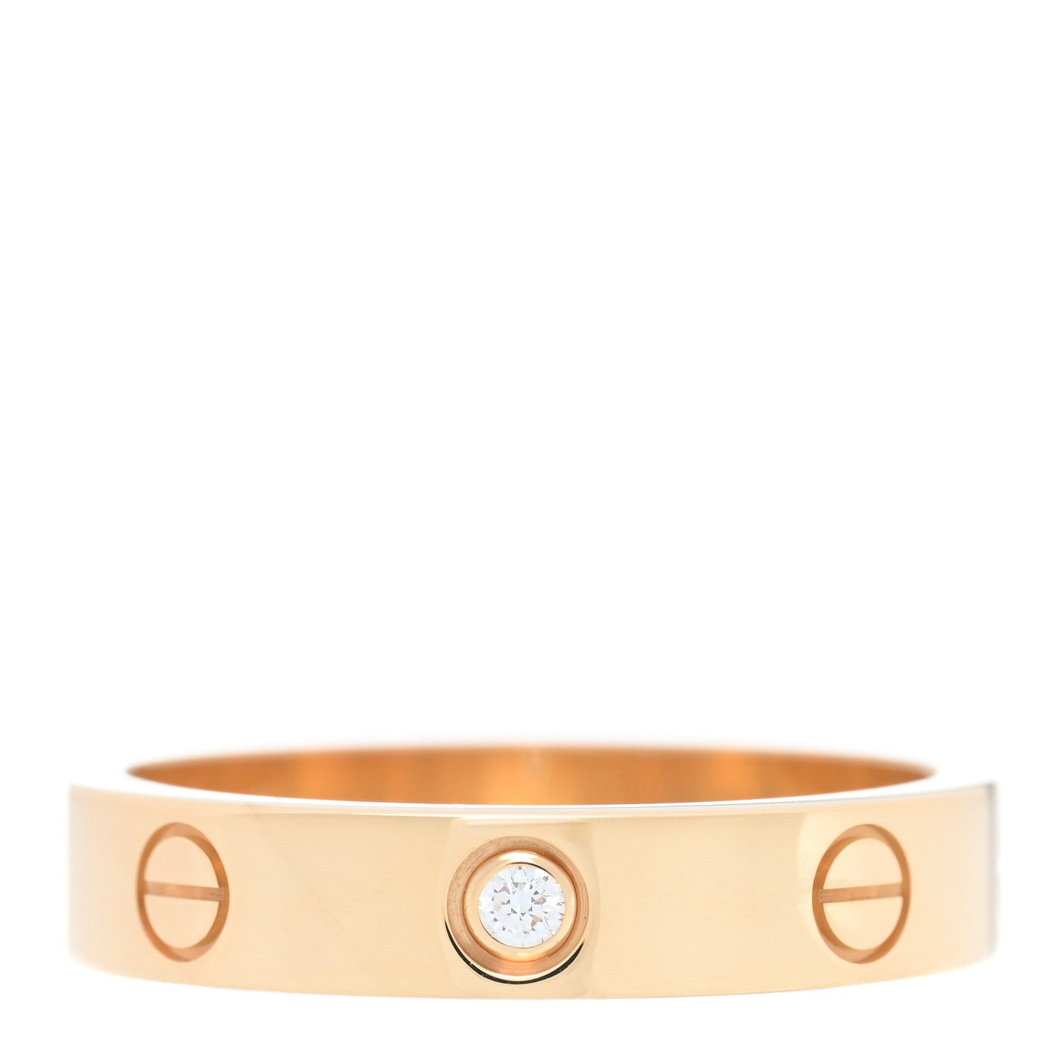 Cartier 18K Yellow Gold Diamond 4mm LOVE Wedding Band Ring 54 6.75 1 of 4