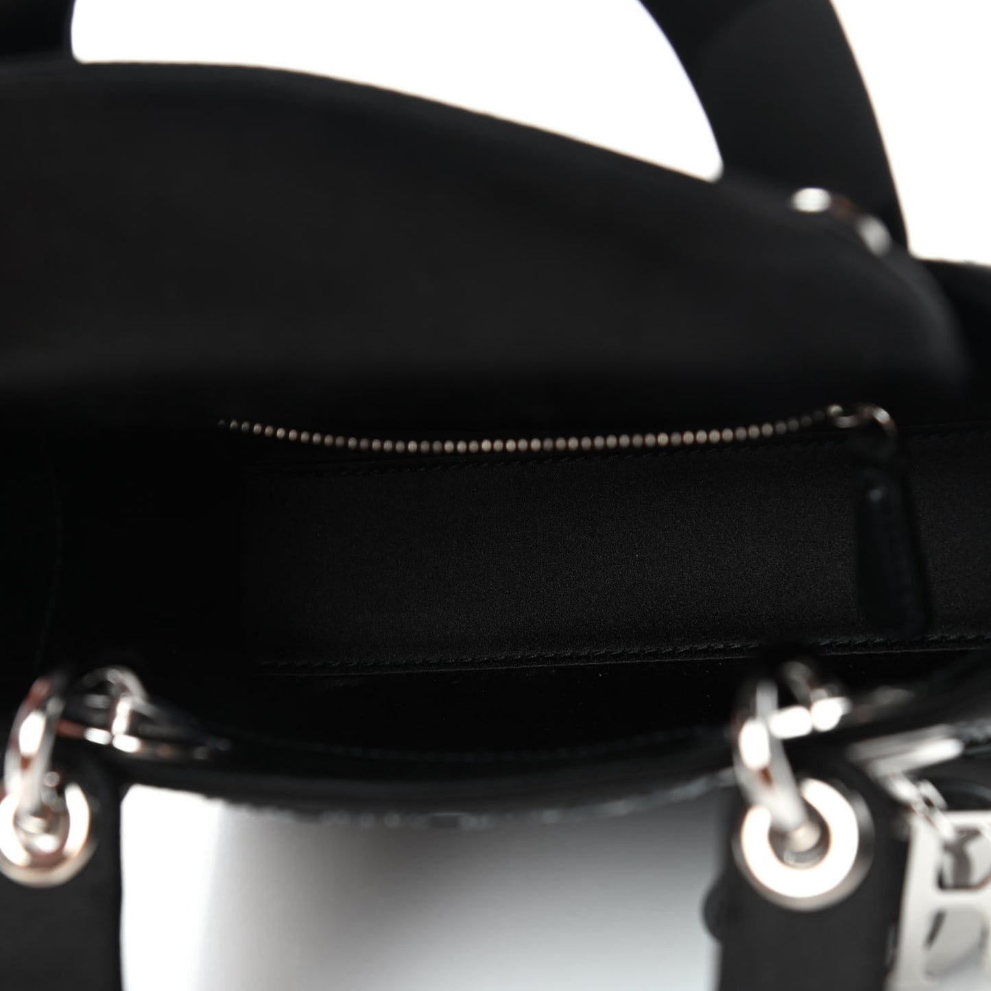 Satin Crystal Cannage Mini Lady Dior Black