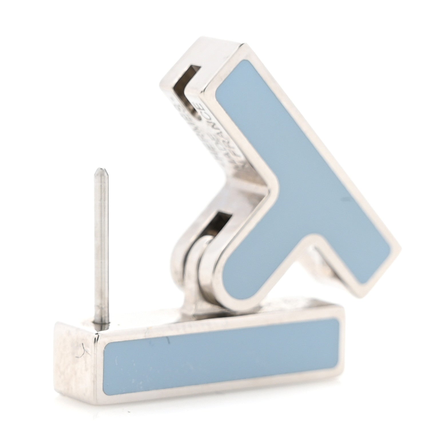 Hermes Palladium Habascule Single Earring Bleu Lin 3 of 4