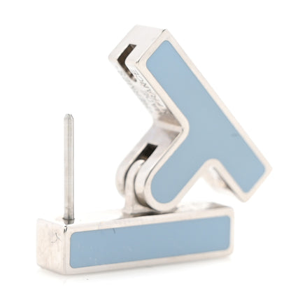 Hermes Palladium Habascule Single Earring Bleu Lin 3 of 4