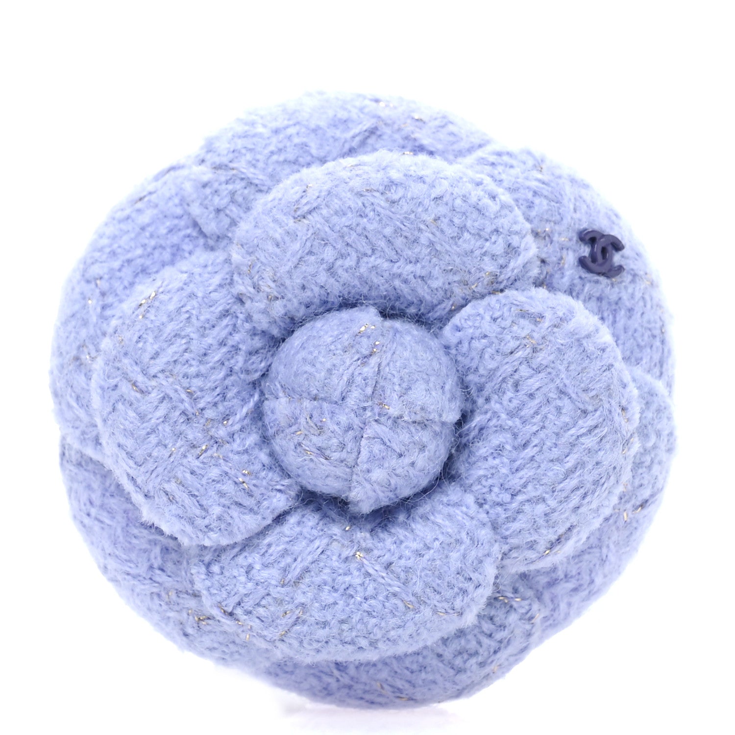 Chanel Wool Tweed Camellia Pin Brooch Lilac 1 of 4