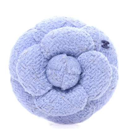 Chanel Wool Tweed Camellia Pin Brooch Lilac 1 of 4