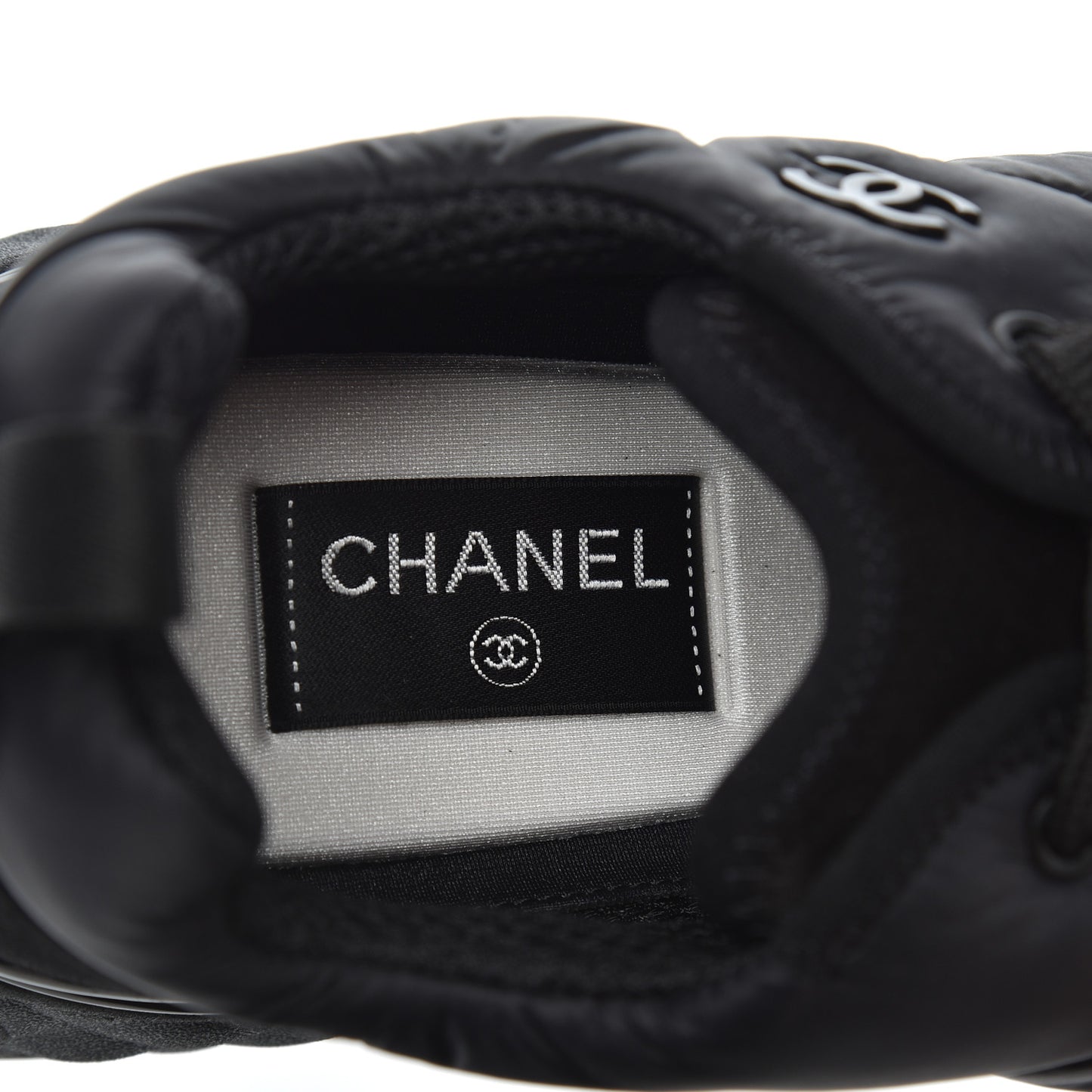 Nylon Suede Calfskin CC Sneakers 40.5 Black