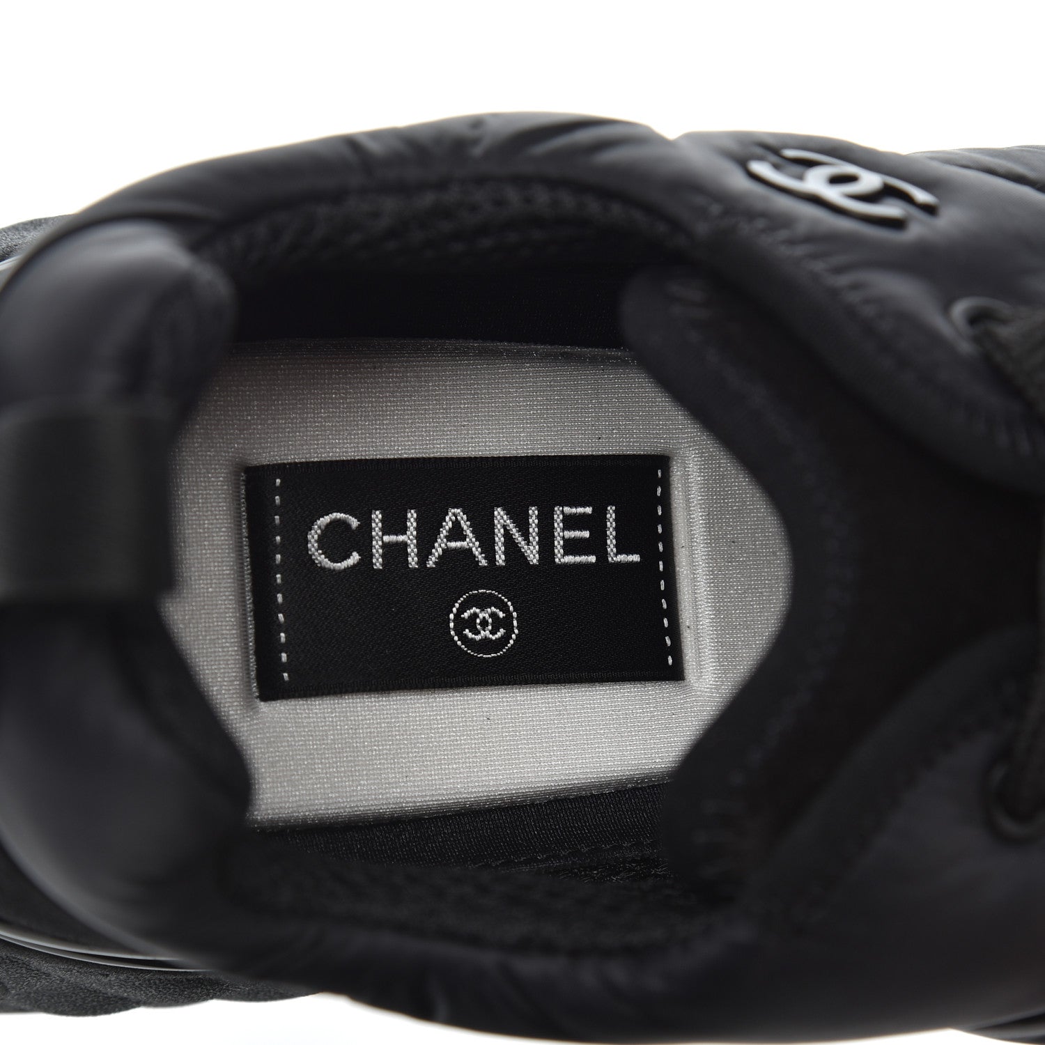 Chanel Nylon Suede Calfskin CC Sneakers 40.5 Black 6 of 9