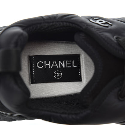 Chanel Nylon Suede Calfskin CC Sneakers 40.5 Black 6 of 9