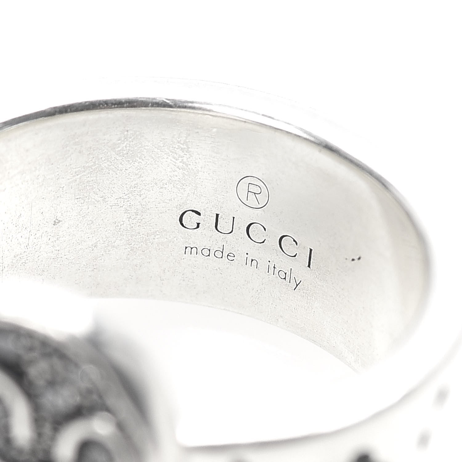 Gucci Sterling Silver Grey Diamond GucciGhost Ghost Ring 55 7.25 5 of 5