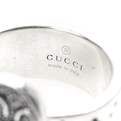 Gucci Sterling Silver Grey Diamond GucciGhost Ghost Ring 55 7.25 5 of 5