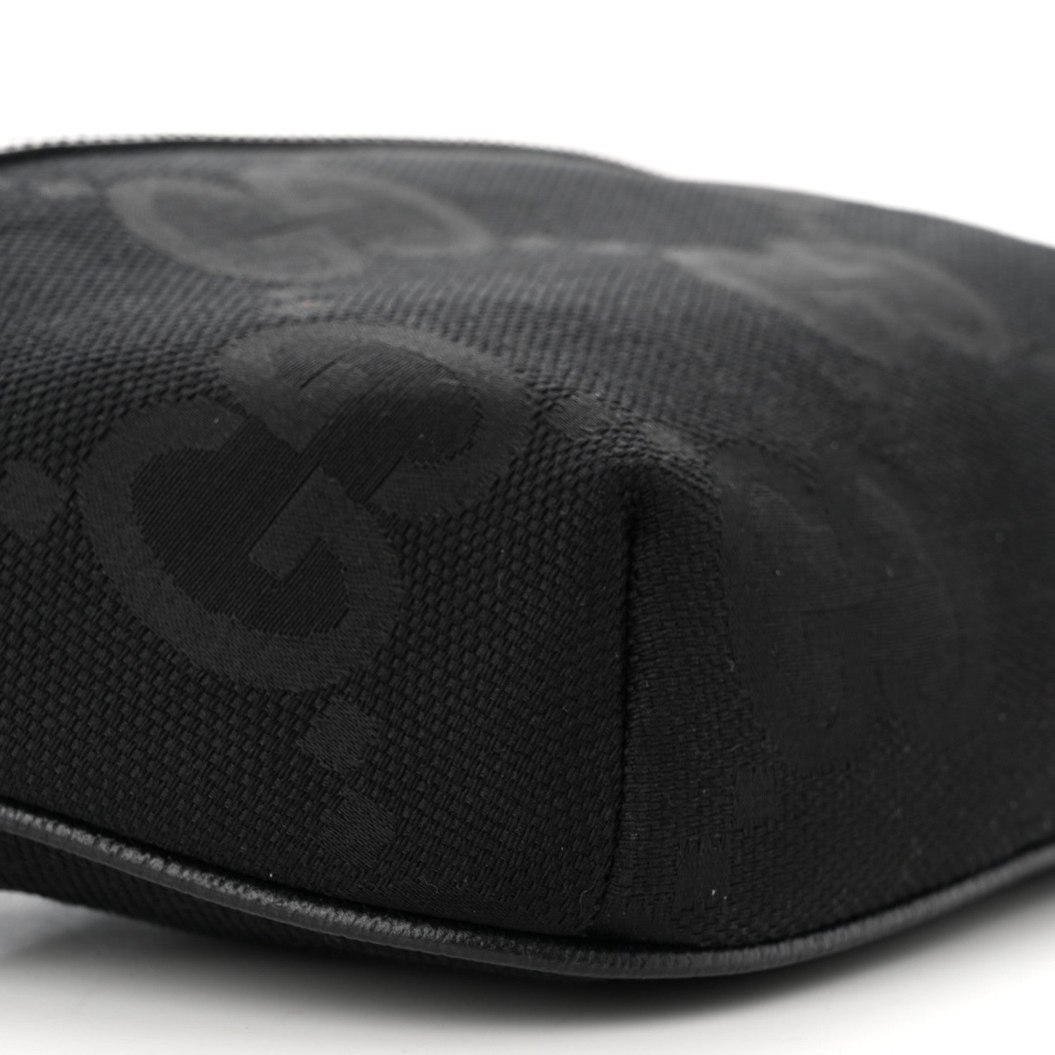 Gucci Monogram Jumbo GG Textured Dollar Calfskin Web Belt Bag Black 9 of 10