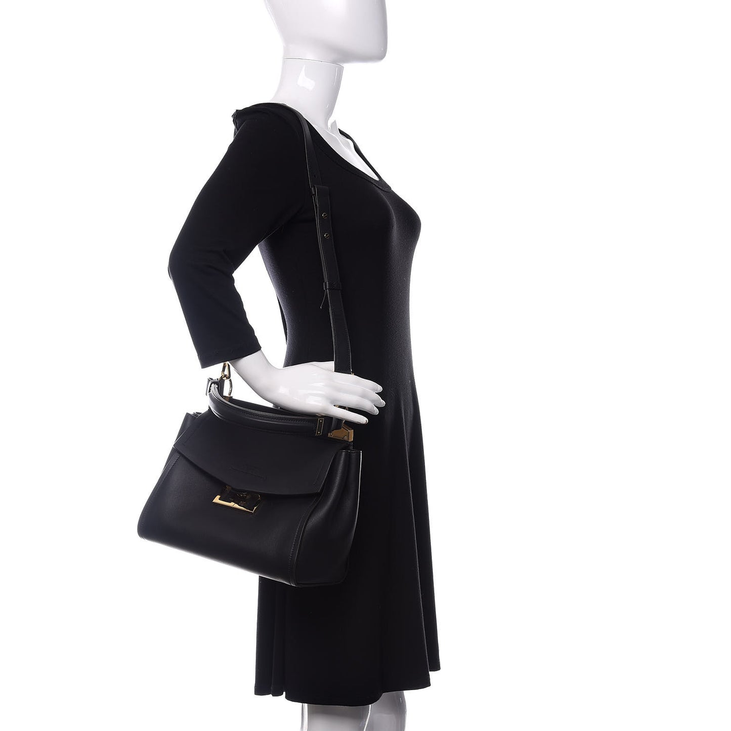 Calfskin Small Mystic Shoulder Bag Black