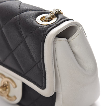 Chanel Lambskin Quilted Graphic Mini Flap Bag Black White 12 of 17
