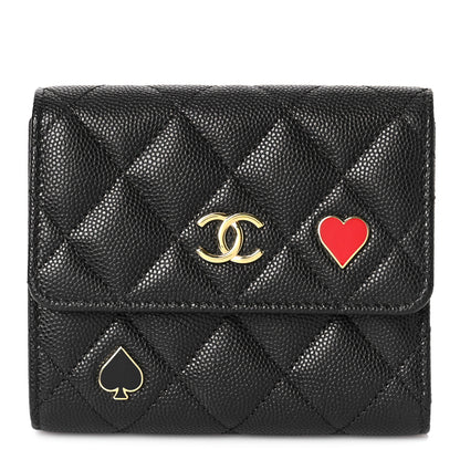 Chanel Caviar Quilted Enamel Coco Casino Compact Flap Wallet Black 1 of 10