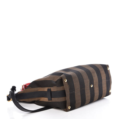 Fendi Pequin Cuoio Vegetale Shoulder Tote Tobacco Black Cuoio 5 of 10
