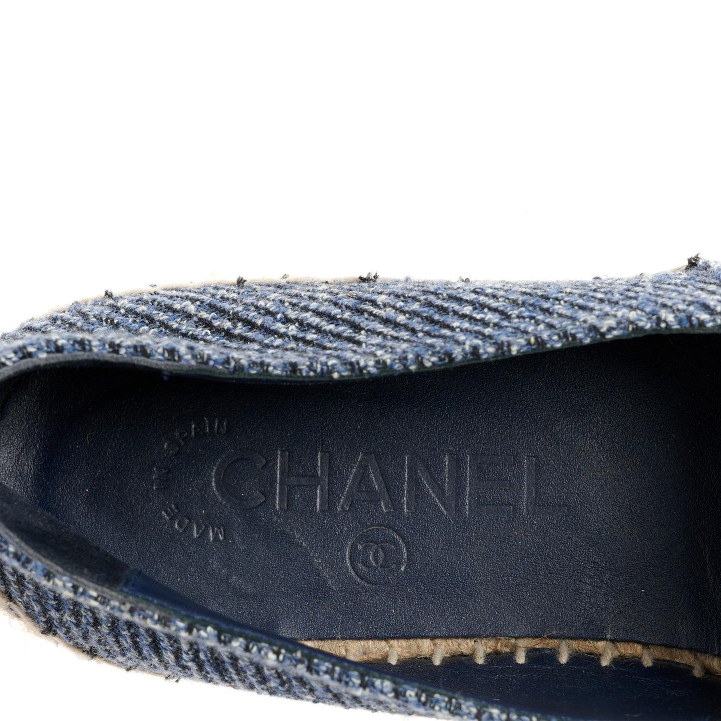 Cotton Tweed CC Espadrilles 38 Blue Ecru Black