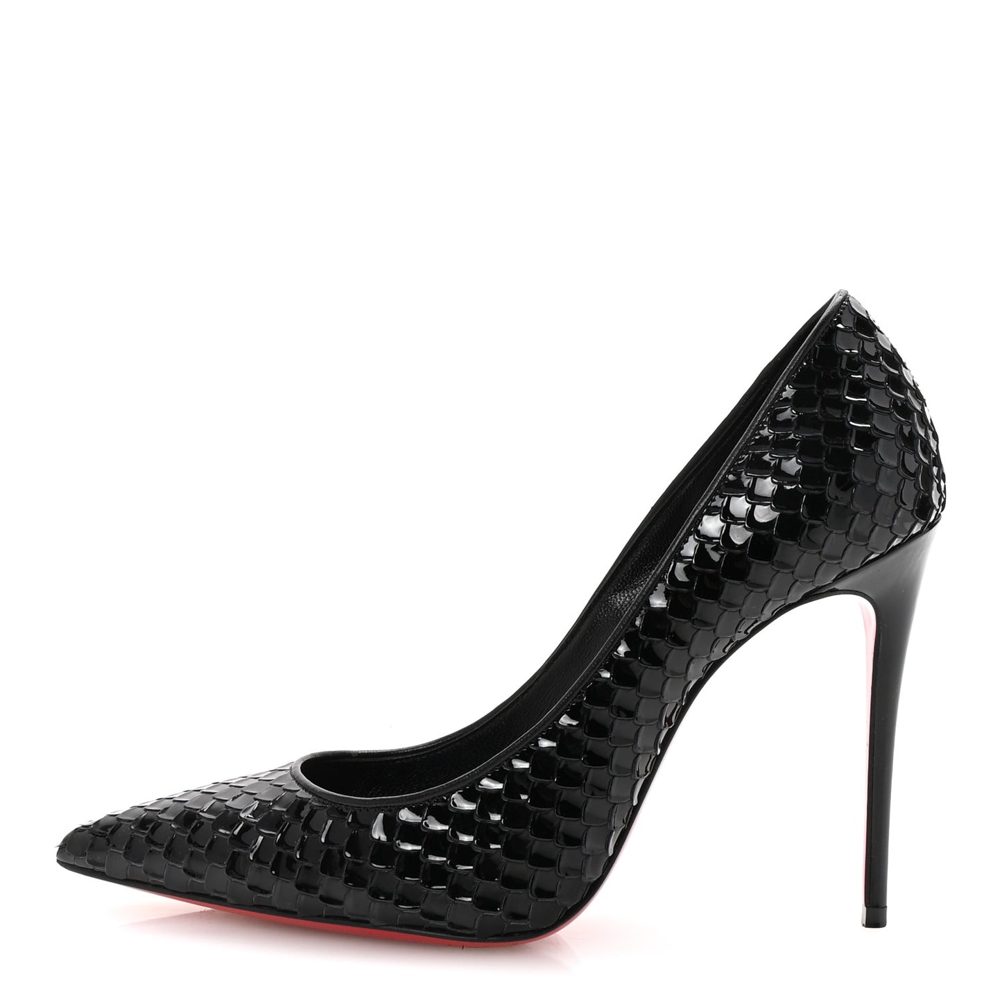 Patent Calfskin Snakeskin Embossed Kate 100 Pumps 37.5 Black