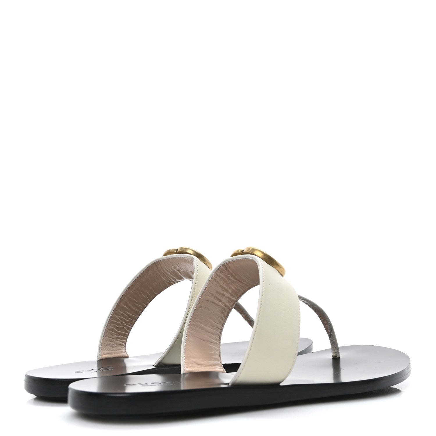 Gucci Calfskin GG Marmont Thong Sandals 38.5 Mystic White 5 of 9
