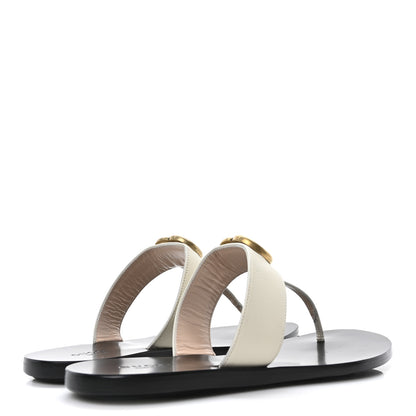 Gucci Calfskin GG Marmont Thong Sandals 38.5 Mystic White 5 of 9