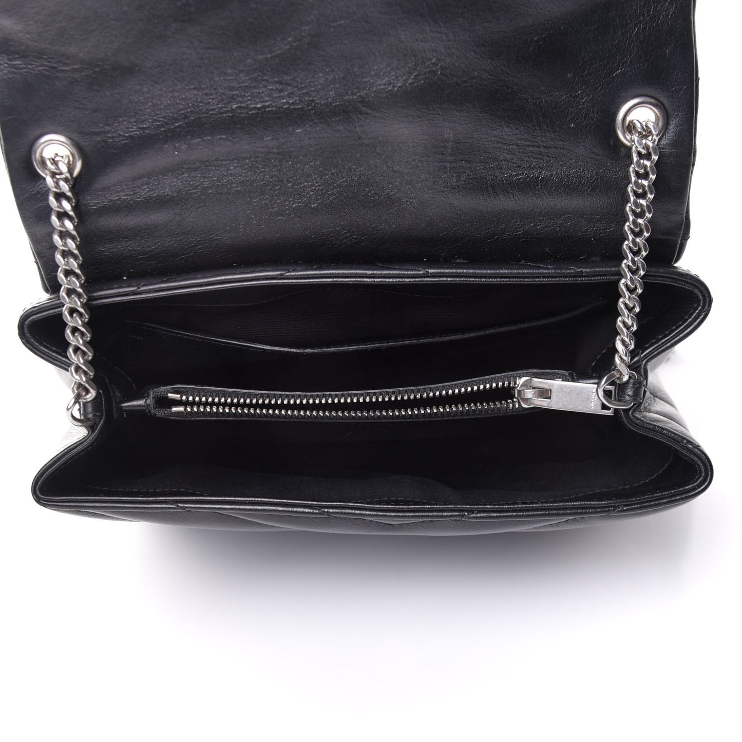 Calfskin Y Quilted Monogram Small Loulou Chain Satchel Black
