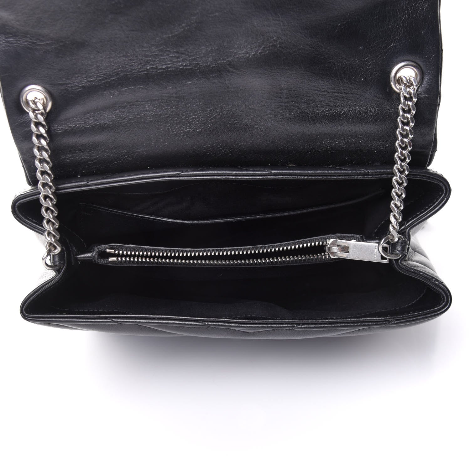 Saint Laurent Calfskin Y Quilted Monogram Small Loulou Chain Satchel Black 5 of 13