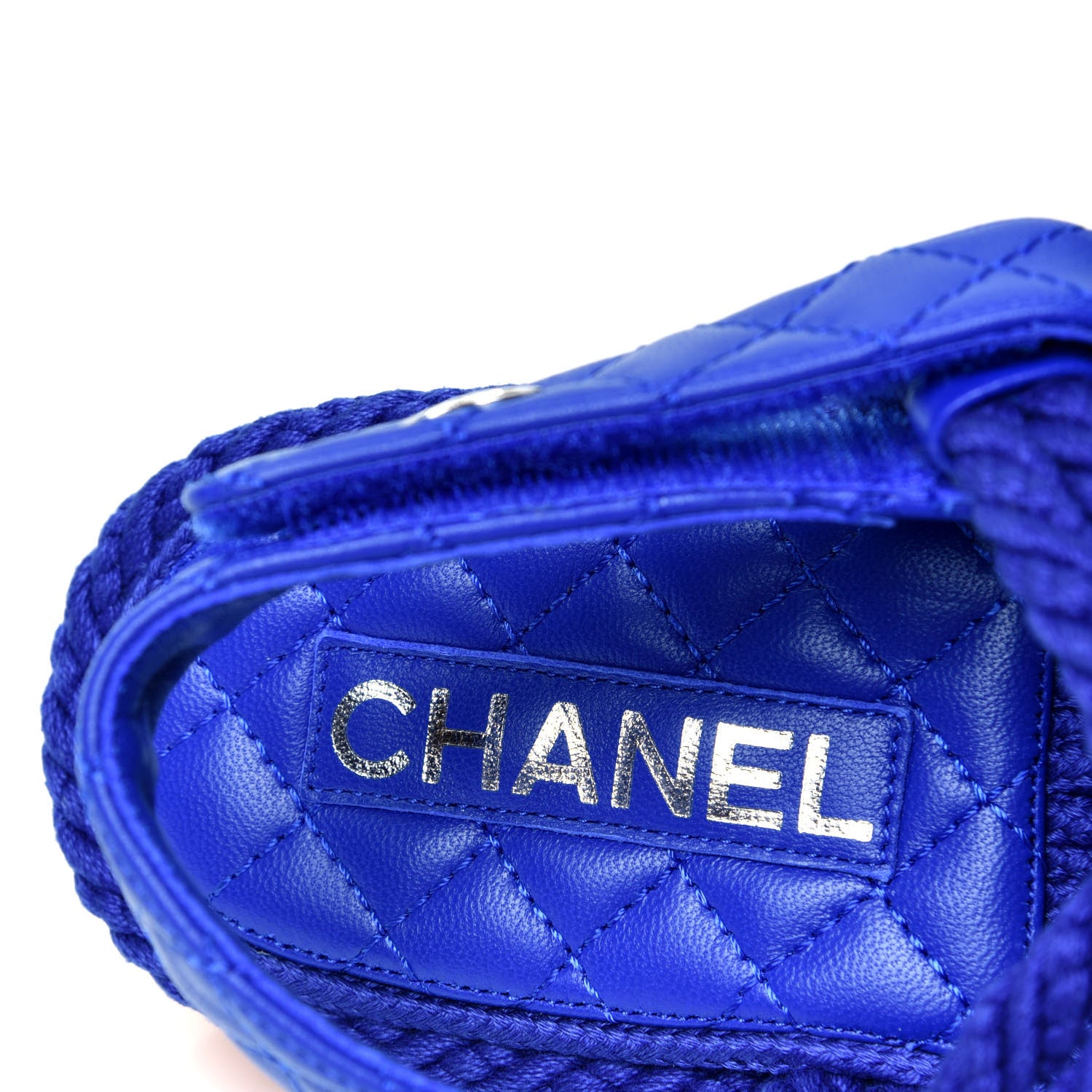Chanel Cord Lambskin Quilted Logo Sandals 39 Blue 9 of 10