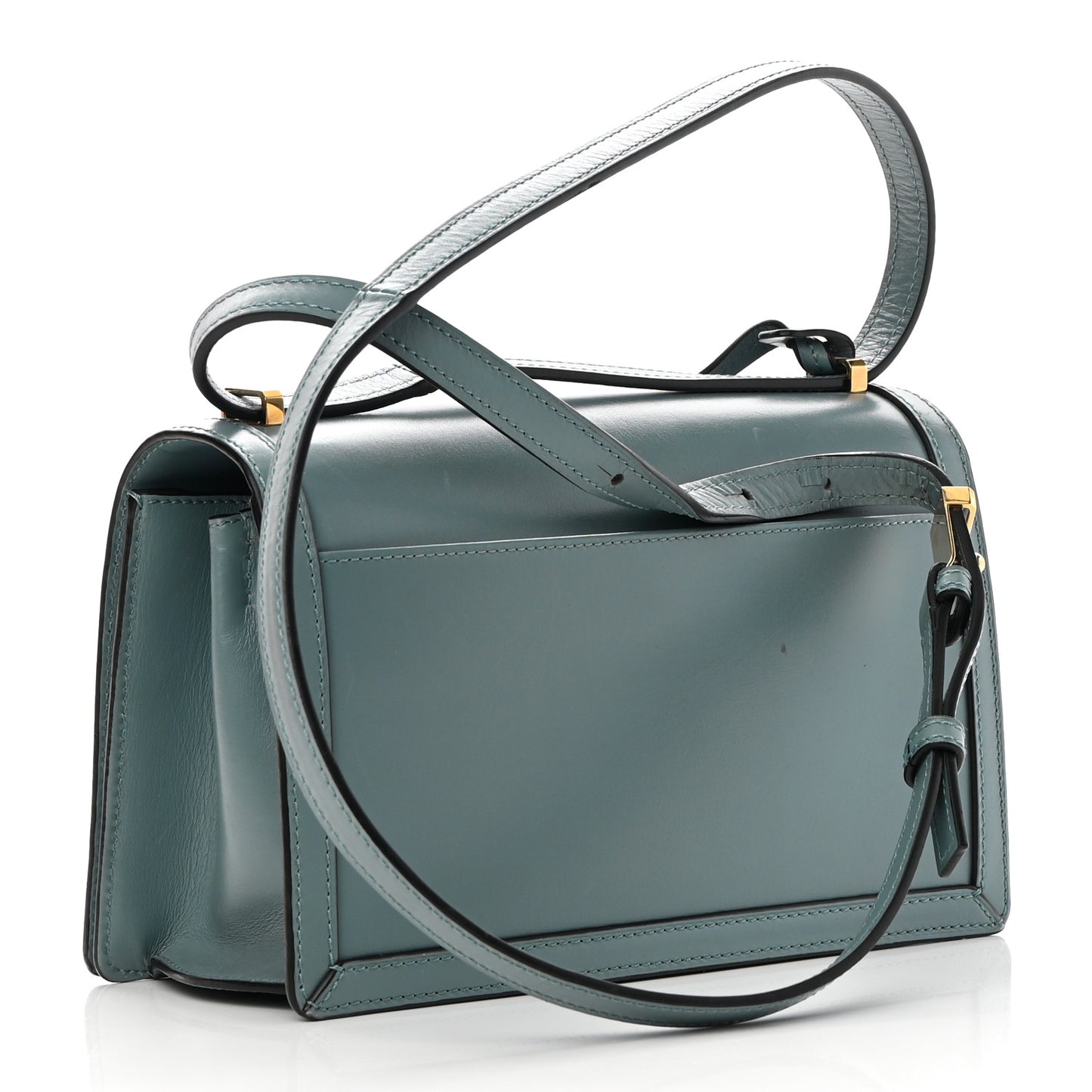 Calfskin Small Barcelona Shoulder Bag Stone Blue