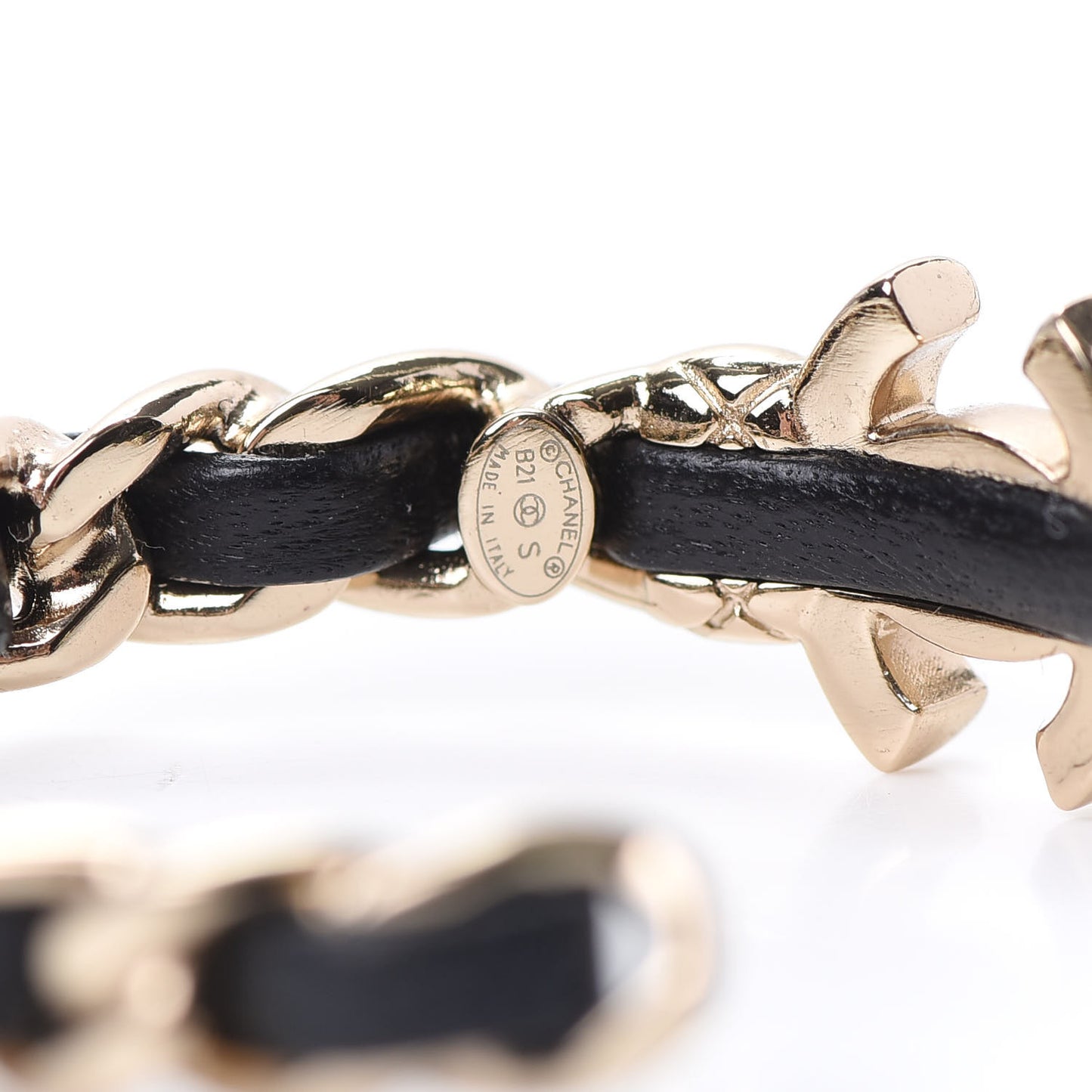 Lambskin CC Turnlock Chain Hoop Earrings Gold Black