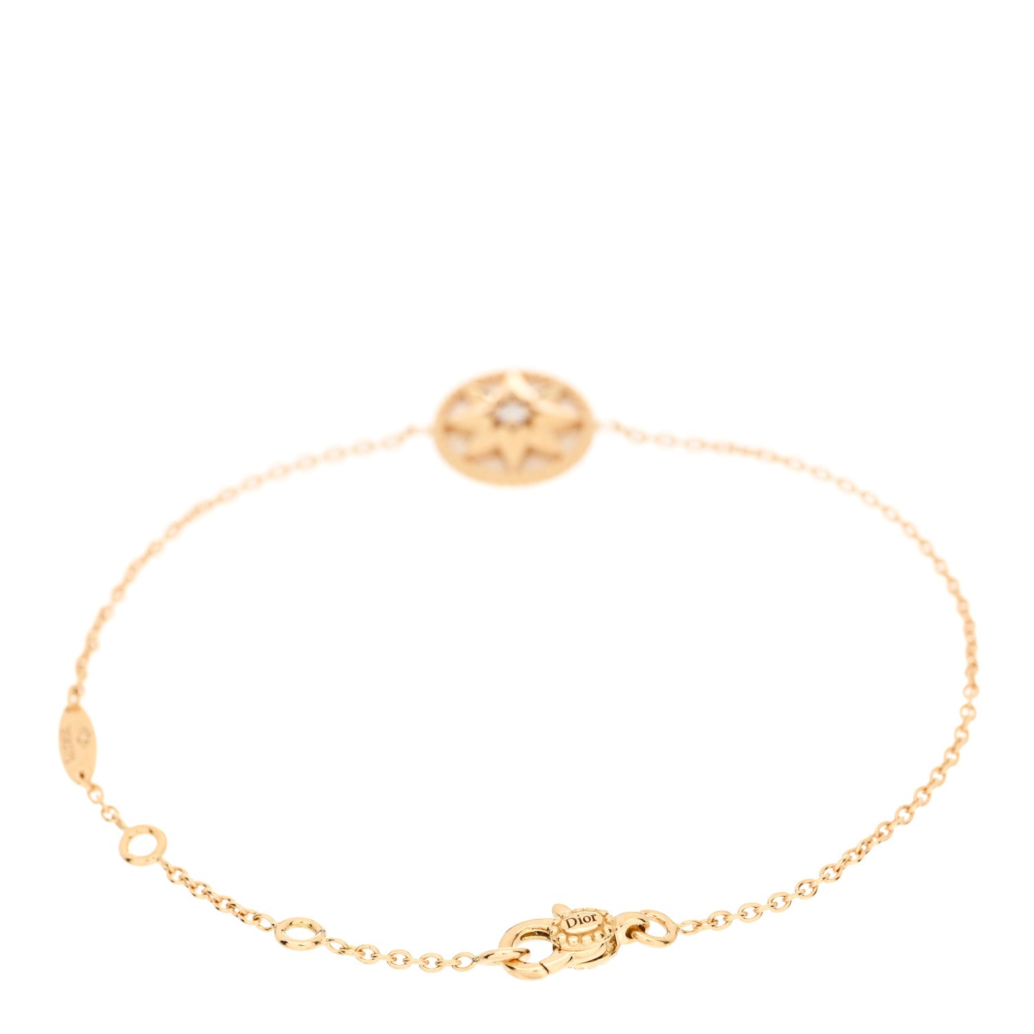 Christian Dior 18K Yellow Gold Diamond Mother of Pearl Rose Des Vents Bracelet 2 of 5