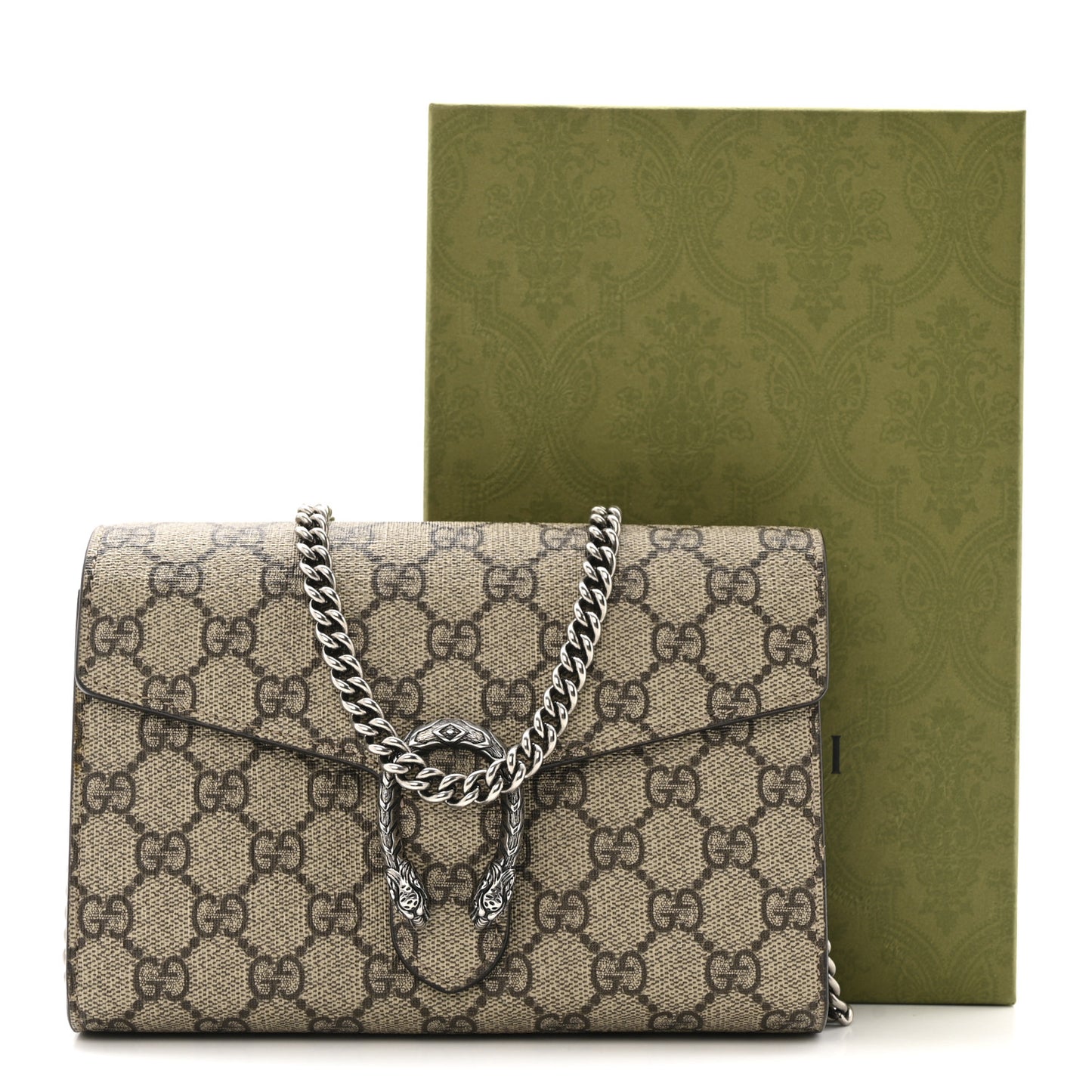 GG Supreme Monogram Mini Dionysus Chain Wallet Beige Taupe