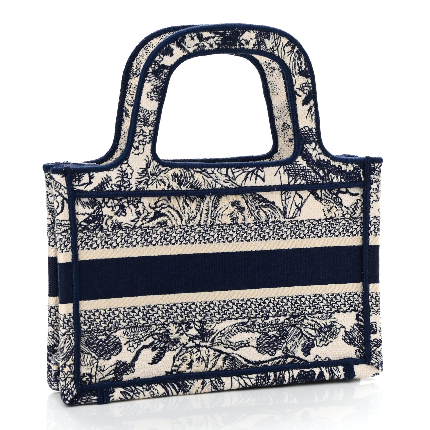 Canvas Embroidered Mini Toile De Jouy Book Tote Blue