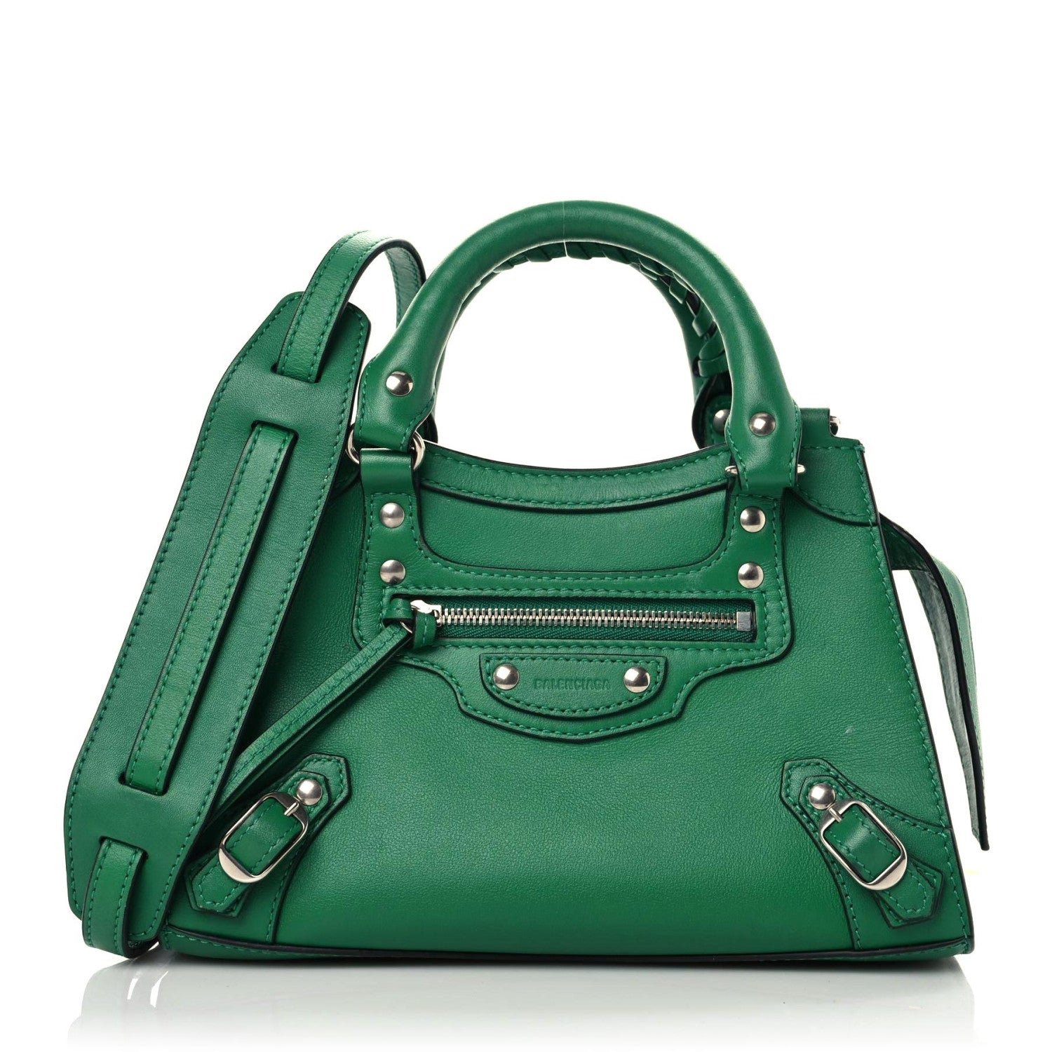 Balenciaga Smooth Calfskin Neo Classic Silver Hardware Mini City Grass Green 1 of 21