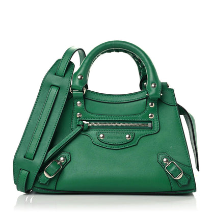 Balenciaga Smooth Calfskin Neo Classic Silver Hardware Mini City Grass Green 1 of 21