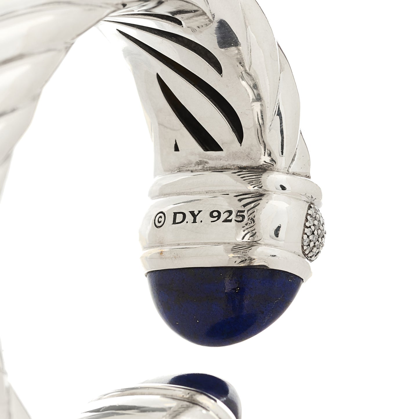 Sterling Silver Diamond Lapis Lazuli 24mm Waverly Bracelet